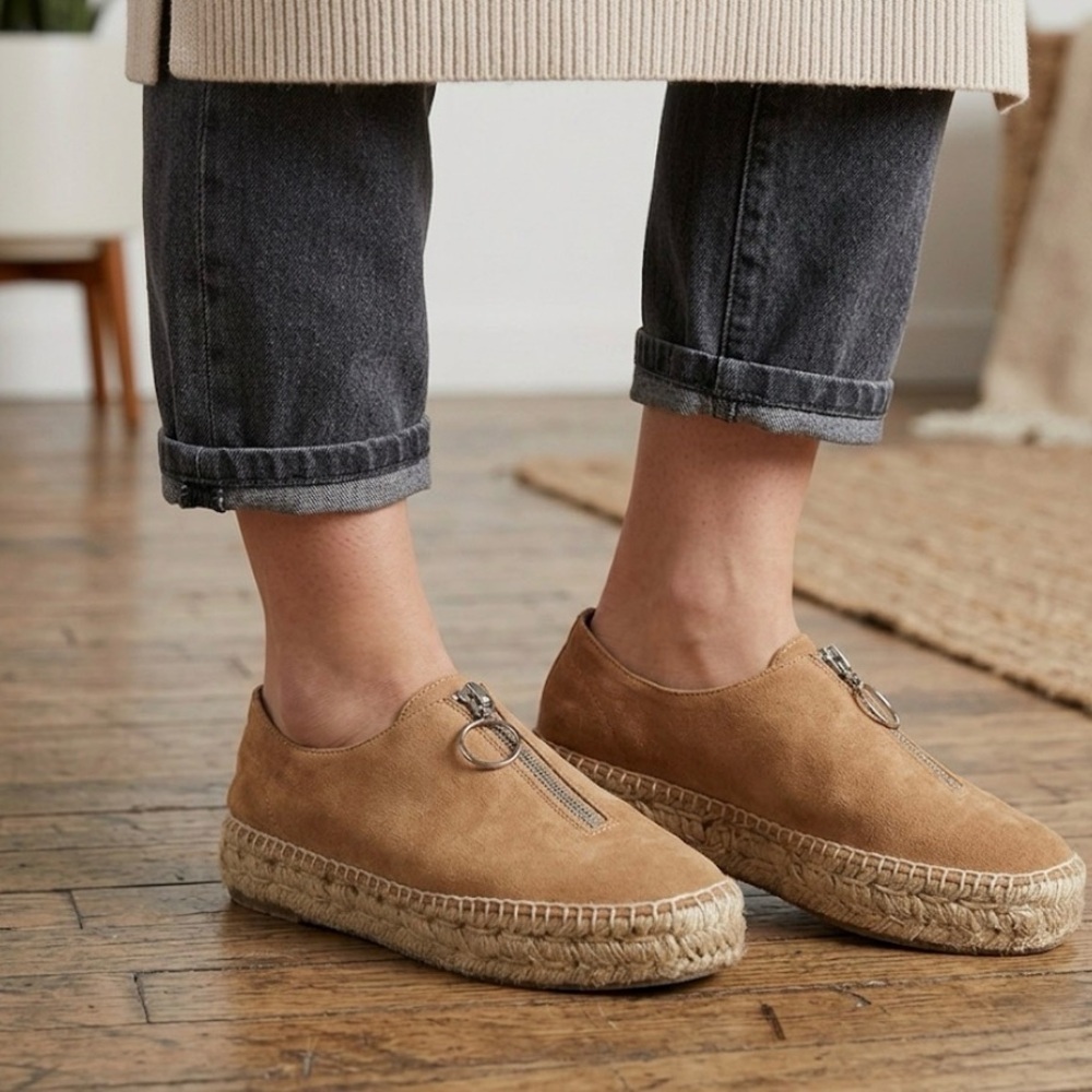 Alexander Wang Tan Devon Suede Espadrille Flats